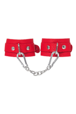 Красные кожаные наручники-браслеты со скруглёнными углами