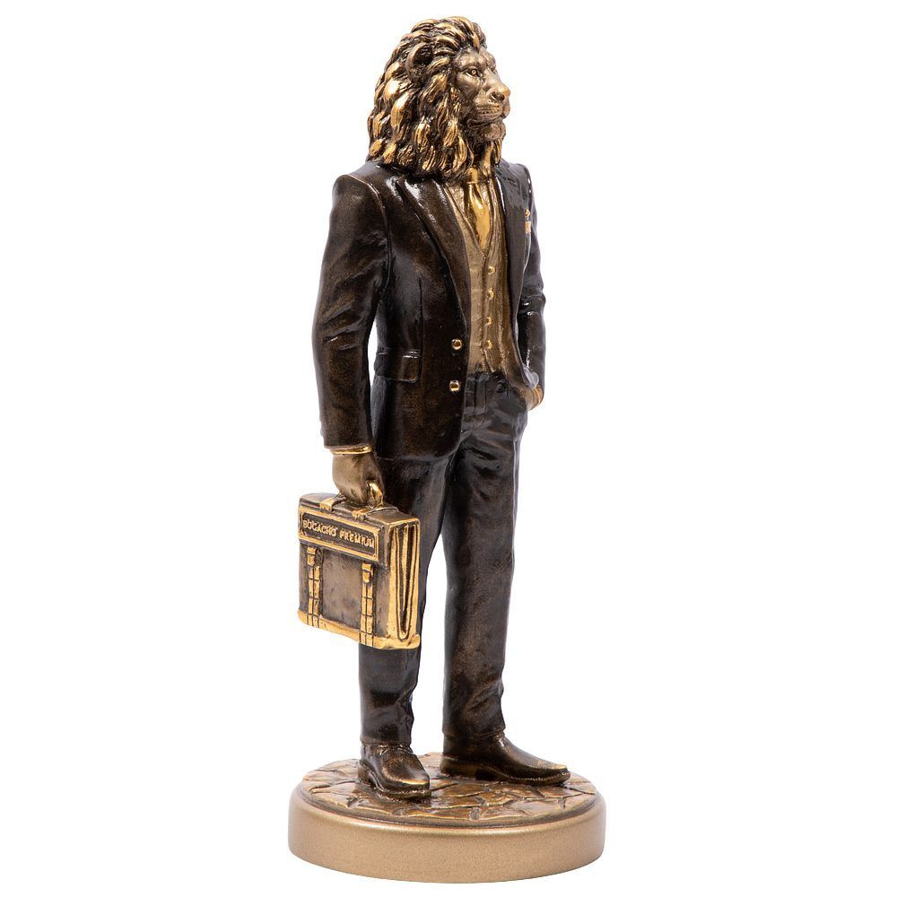 Скульптура Лев Бизнесмен Бронза Коричневый