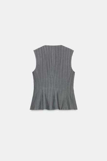 ZARA ЖИЛЕТ «ЁЛОЧКА» РАСКЛЕШЁННОГО КРОЯ, СЕРЫЙ