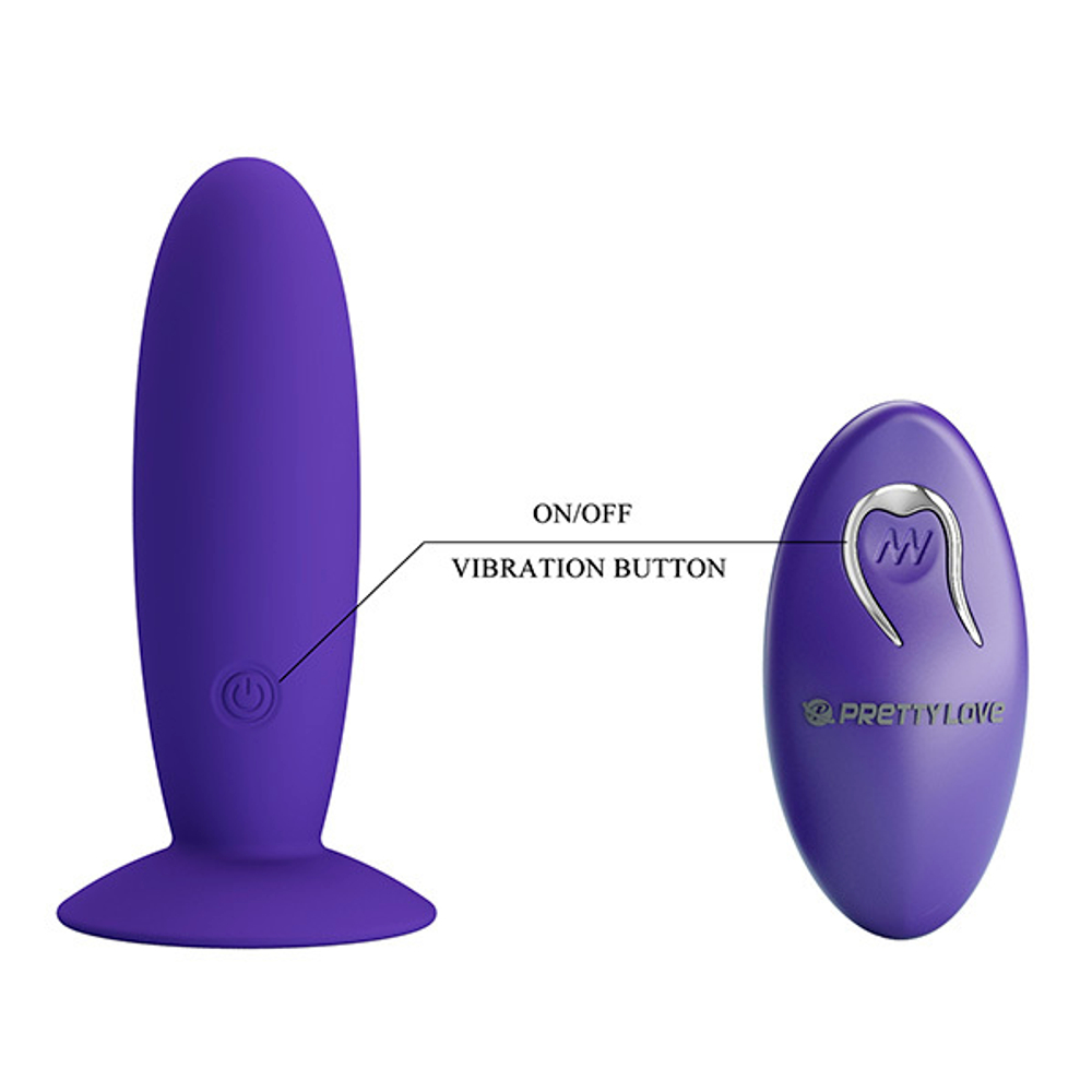 Фиолетовый анальный вибростимулятор 11см с пультом ДУ Pretty Love Remote Control Vibrating Plug Youth BI-040045WL