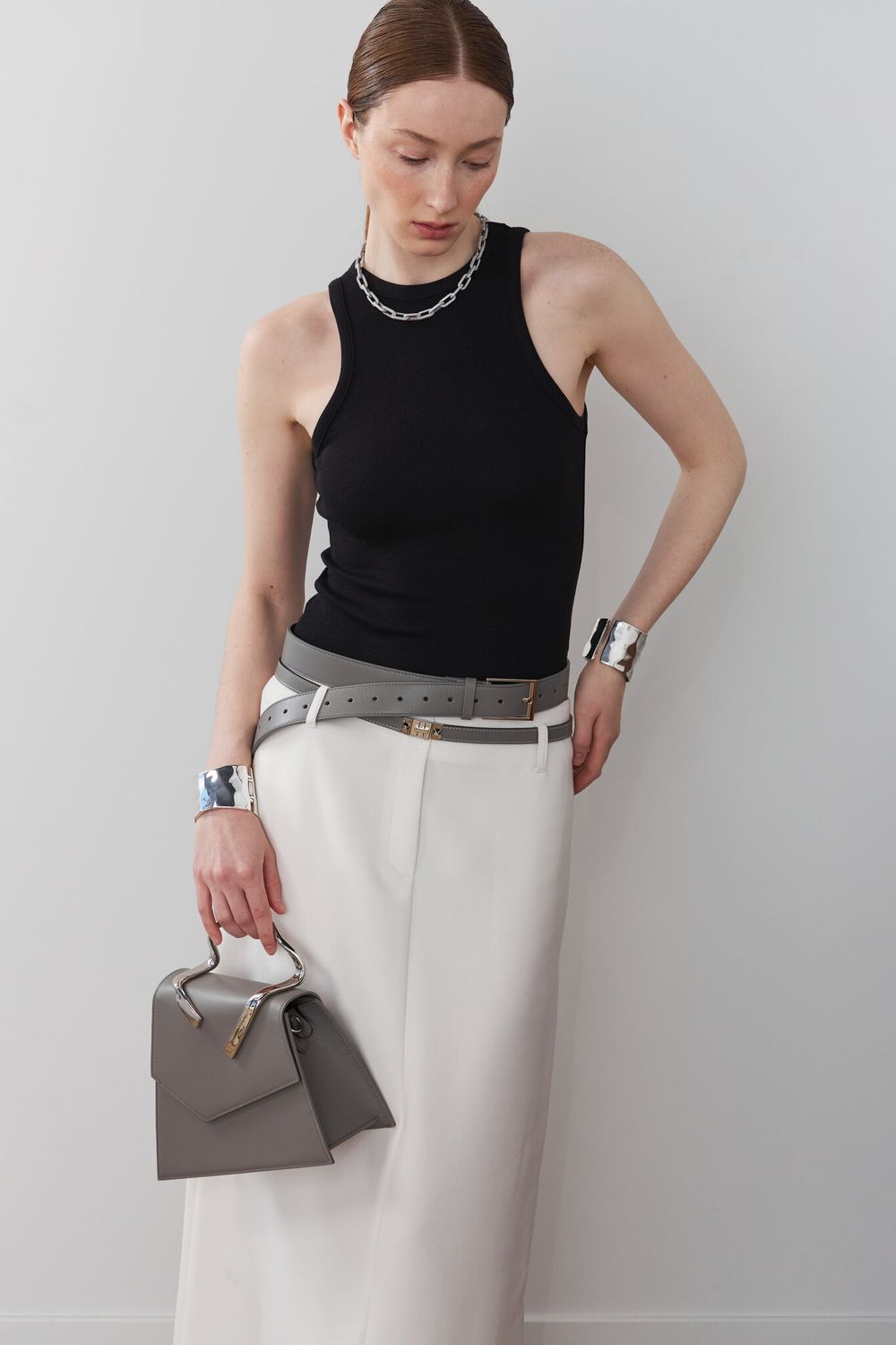 ТОНКИЙ РЕМЕНЬ С ЗАМОЧКОМ GREY|NUDE