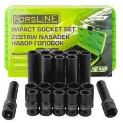 Набор головок 20пр., 1/2''(6гр.) (короткие 38мм/глубокие 78мм: 10-19мм) в пласт.кейсе ForsLine FL-4201-5K