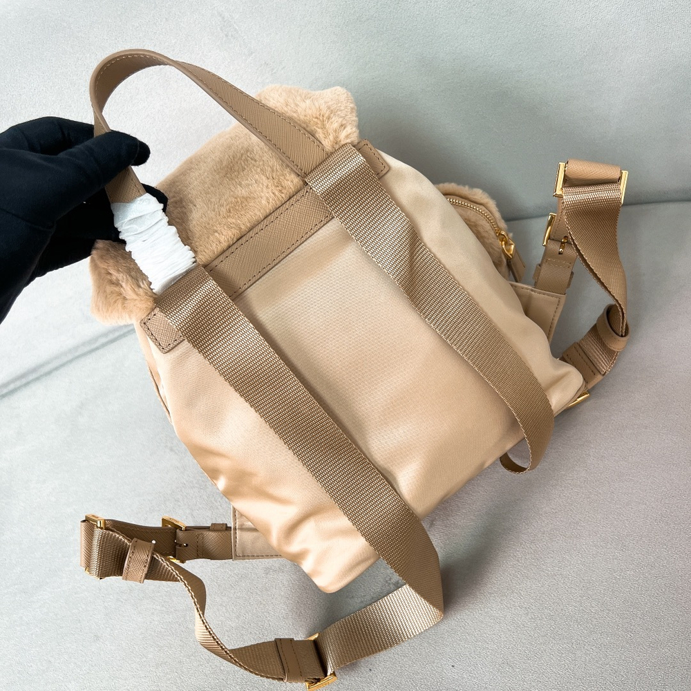 Prada Re-Nylon and Shearling Backpack 25 cm