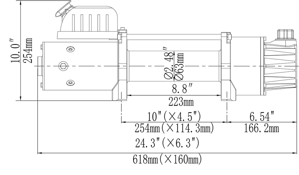 Лебёдка электрическая двухскоростная 12V Runva 8000 lbs 3629 кг