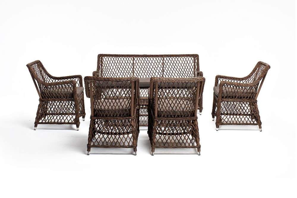 "Асти" лаунж-зона из искусственного ротанга на 6 персоны, цвет коричневый