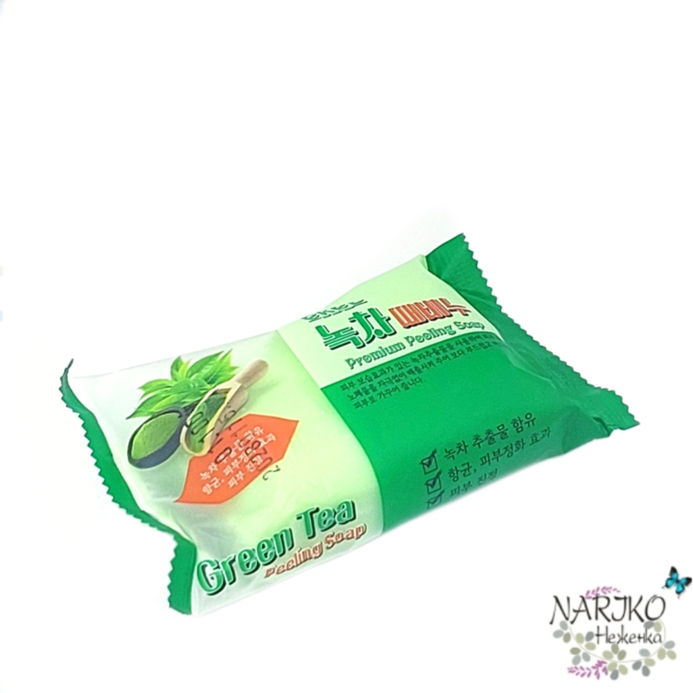 Мыло-скраб для лица и тела Зелёный чай EKEL Premium Peeling Soap Green Tea, 150 гр.