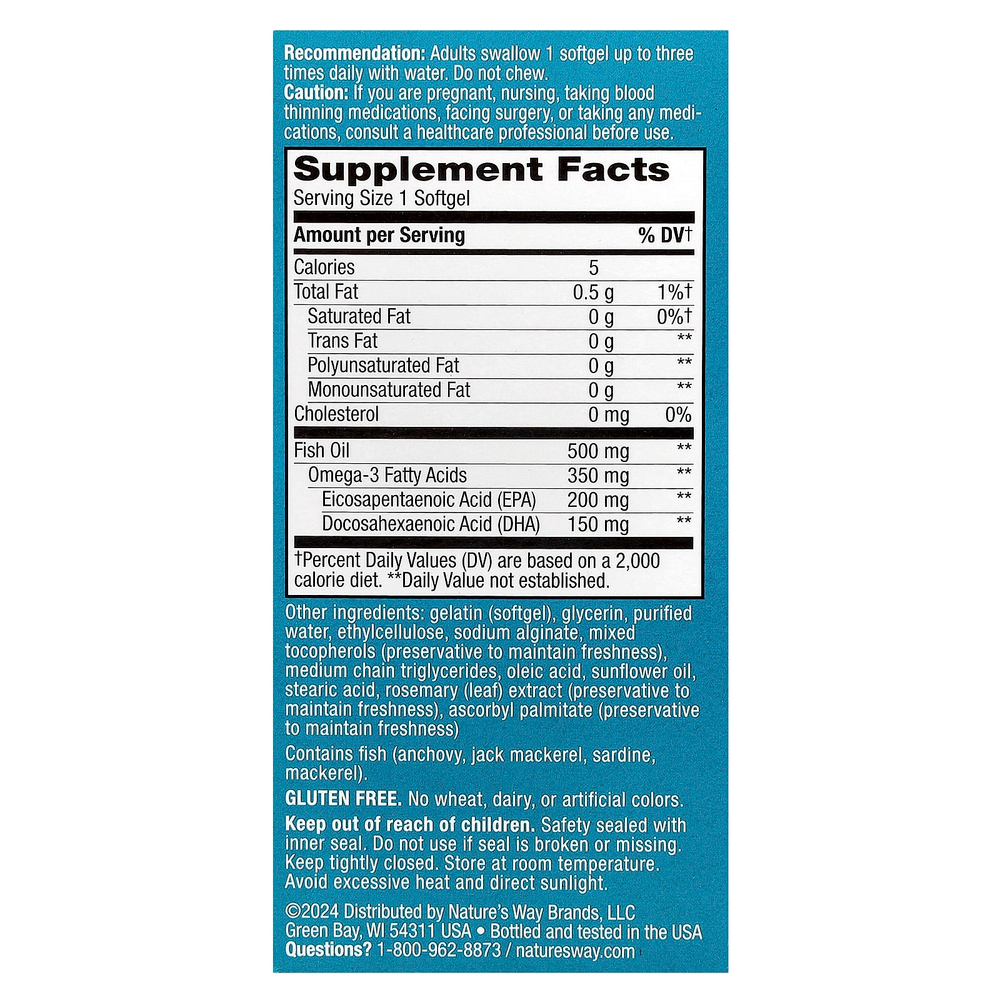 Nature's Way, Рыбий жир Super Fisol®, 90 капсул (500 мг в каждой капсуле)