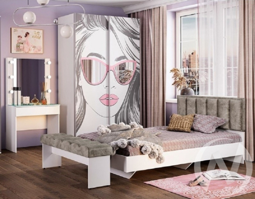 Кровать одинарная КР-09 МС Мемори (белый/серый)