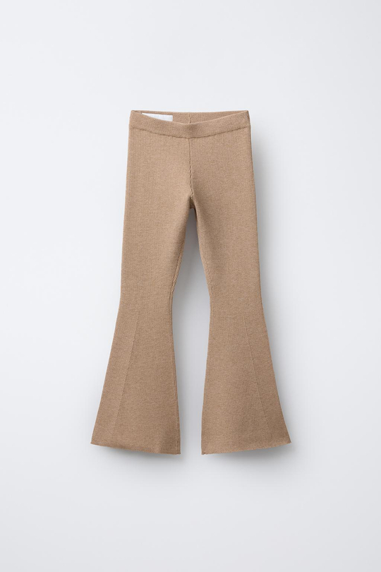 ZARA ЛЕГИНСЫ FLARE В РУБЧИК, МЯГКИЙ КАШТАНОВЫЙ
