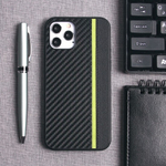 Чехол для iPhone 12/12 Pro, карбоновый , 012465 Салатовый