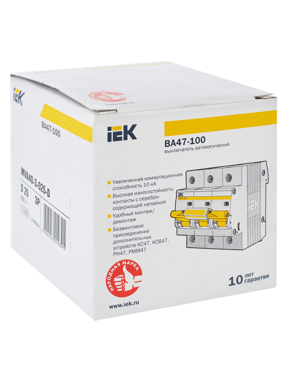 KARAT Автоматический выключатель ВА47-100 3P D 25А 10кА IEK
