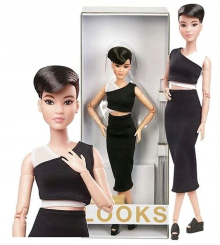 Кукла Barbie Mattel Signature Looks - Коллекционная кукла Барби Petite в черном платье GXB29