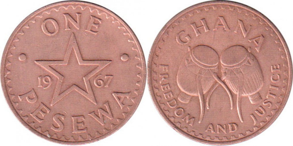 Гана 1 песева, 1967 - 1979 Барабаны VF