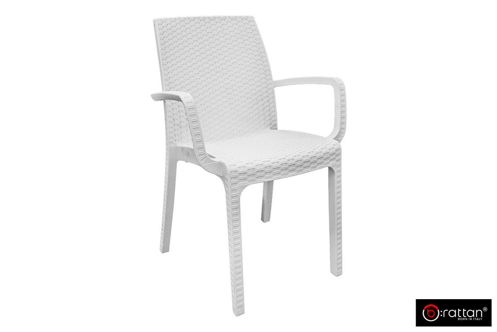 Стул Bica B:rattan INDIANA с подлокотниками, белый