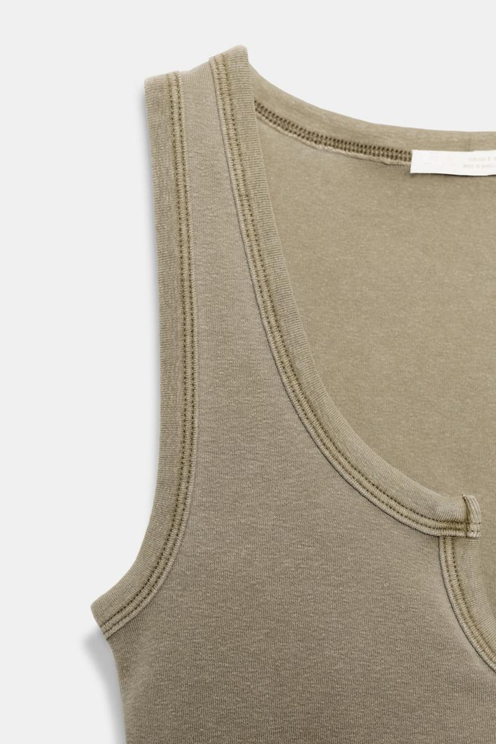 ZARA ТОП В СТИЛЕ РУСТИК С ЭФФЕКТОМ ПОТЕРТОСТИ, ТЕМНО-БЕЖЕВЫЙ