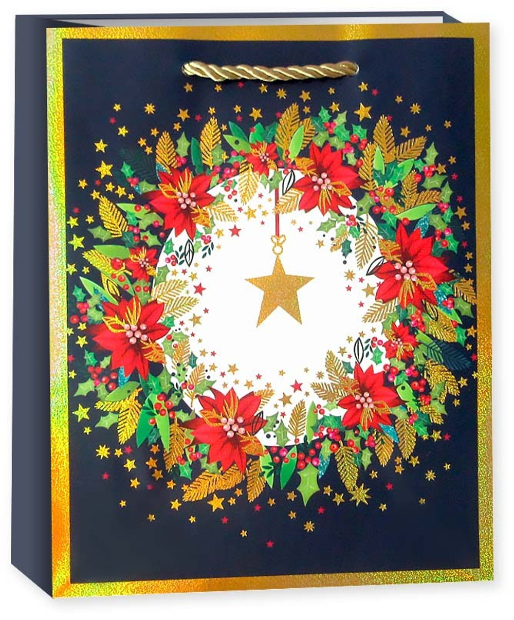 Пакет подарочный, Чудесный Новый Год, Дизайн №3, Металлик, 32*26*10 см, 1 шт.