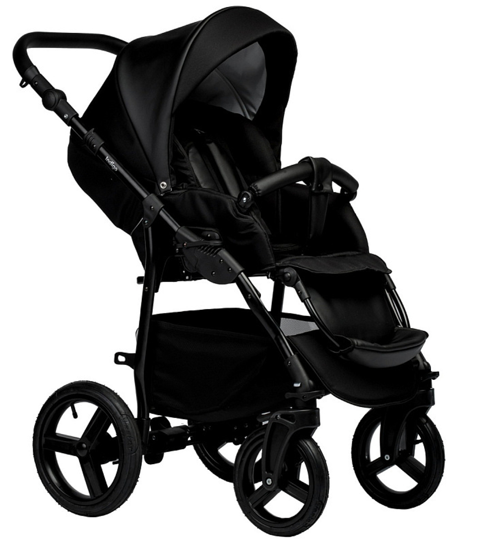 Детская коляска Indigo Impulse Eco 2 в 1 Ie08 черная кожа/черный