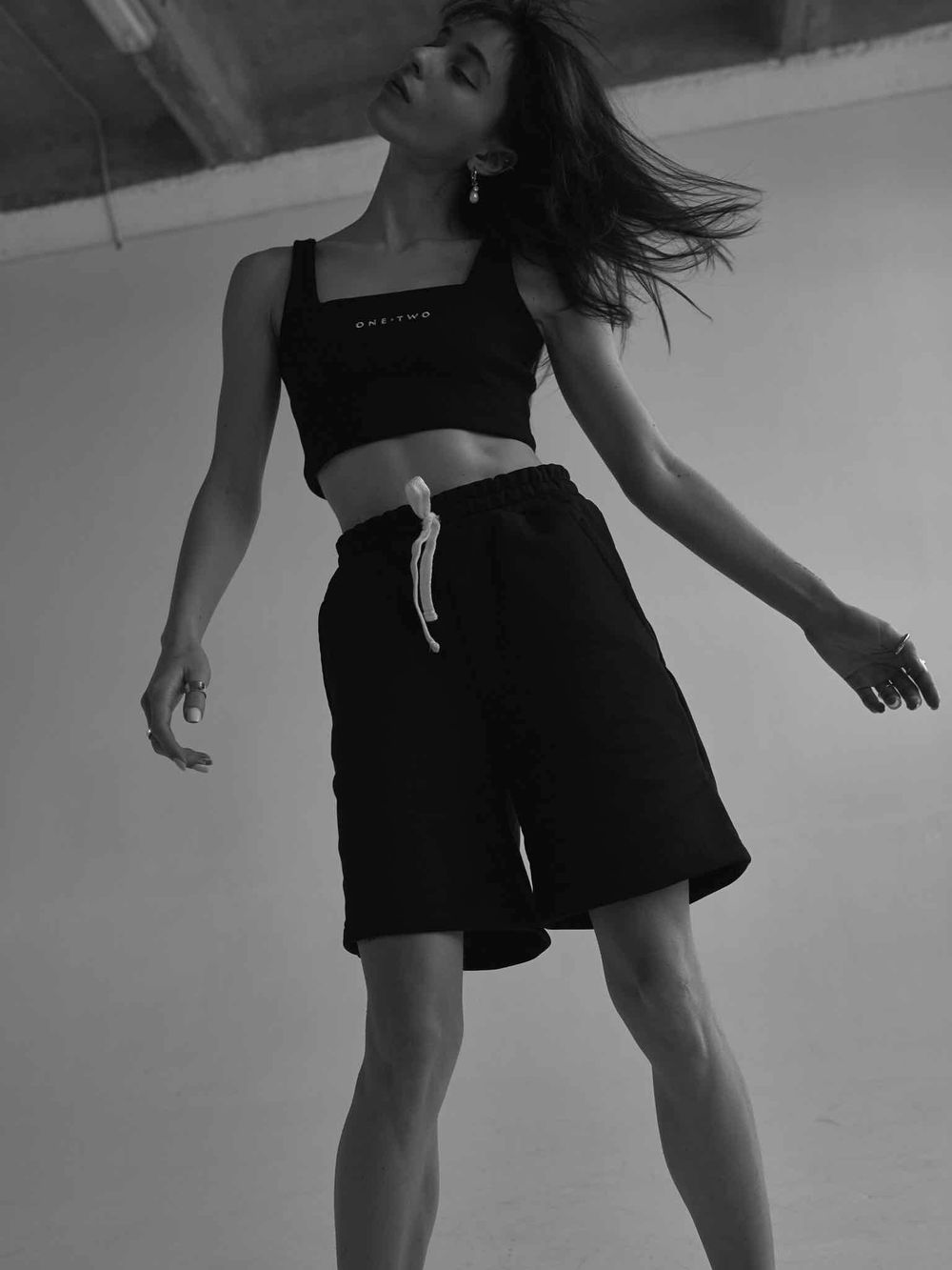 Шорты One Two Wide Shorts LOGO Black