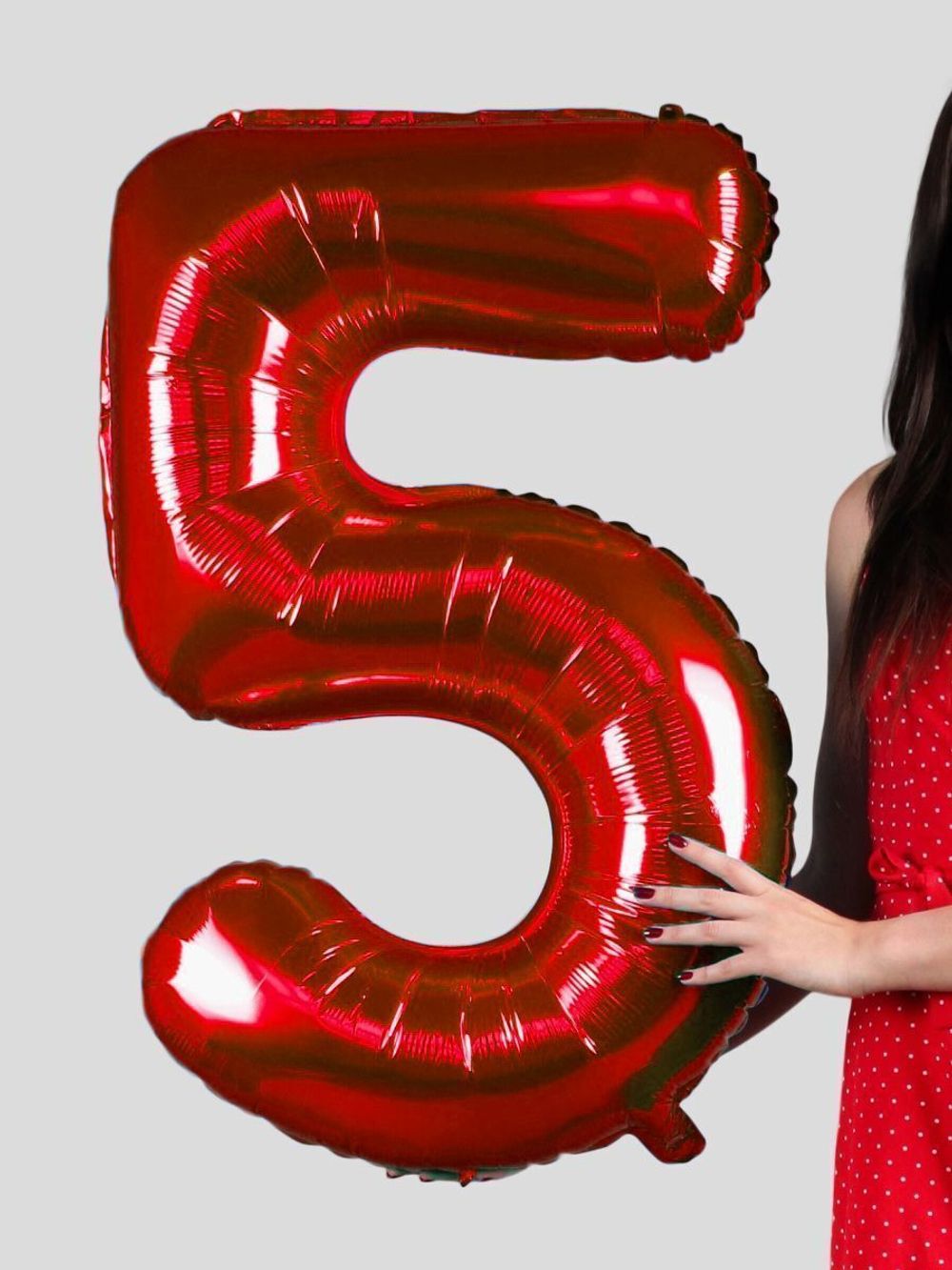 FM Шар 40" / 102 см "Цифра 5" Красный (БГ-60)  Изображение9