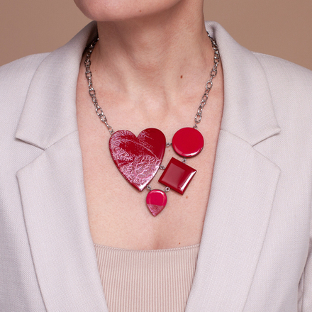 Колье - Сердце - Гранат