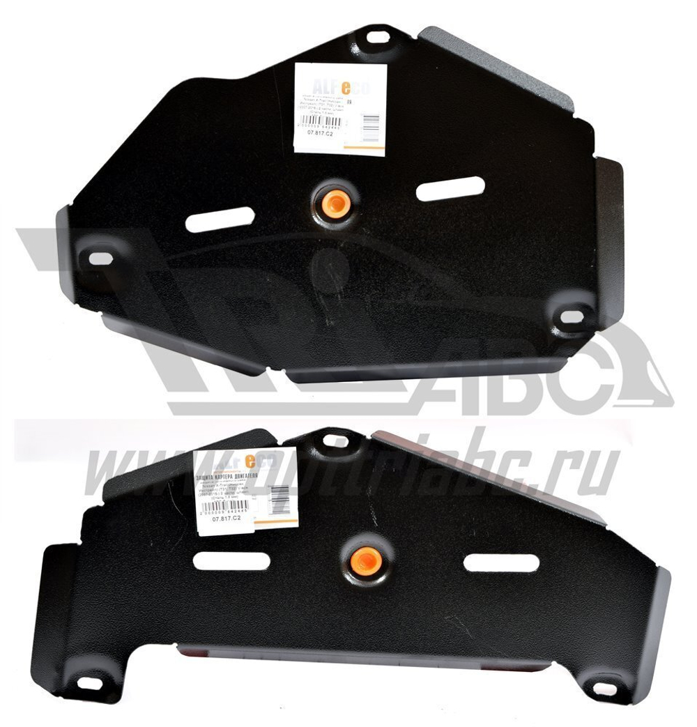 Защита ALFeco топливного бака для Nissan X-Trail T31,T32 2007-,V-все,привод 4х4,4х2 / Renault Koleos II 2015-,V-все,привод 4х4,4х2, 2 части (сталь 2 мм) арт.ALF1543st