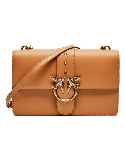 Кожаная сумка-мессенджер love one classic Pinko - коричневый(100053 A0F1)