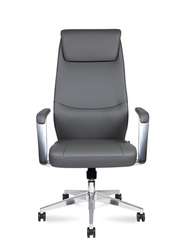 Кресло офисное Норден / Давос / Davos / алюминиевая  база / серая экокожа