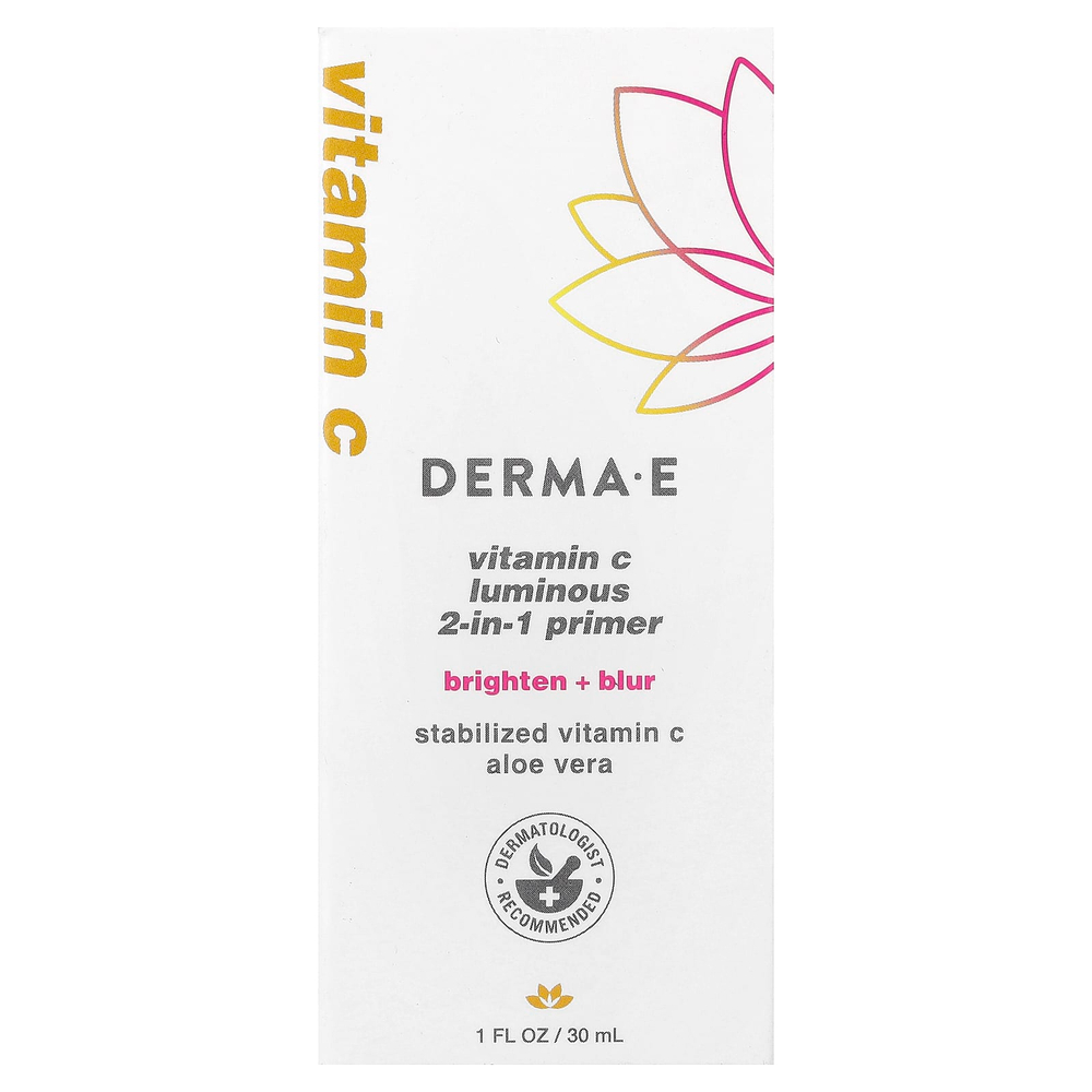 DERMA E, праймер с витамином C для сияния, 2 в 1, для всех типов кожи, 30 мл (1 жидк. унция)