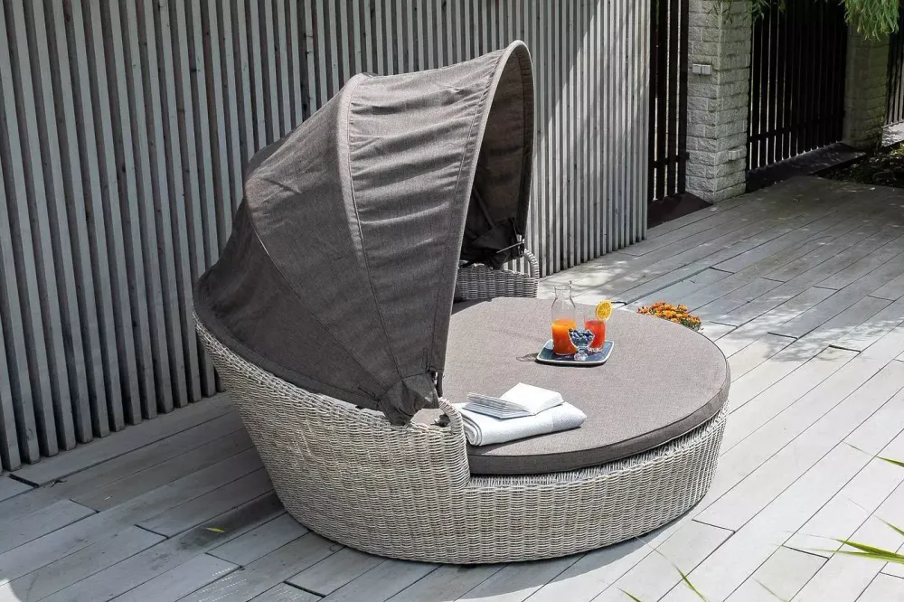 "Стильяно" плетеная кровать круглая, цвет бежевый