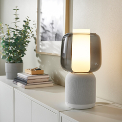 IKEA SYMFONISK  (ИКЕА СЙМФОНИСК)  -  Wi-Fi лампа/колонка, стеклянный рассеиватель, белый/черный