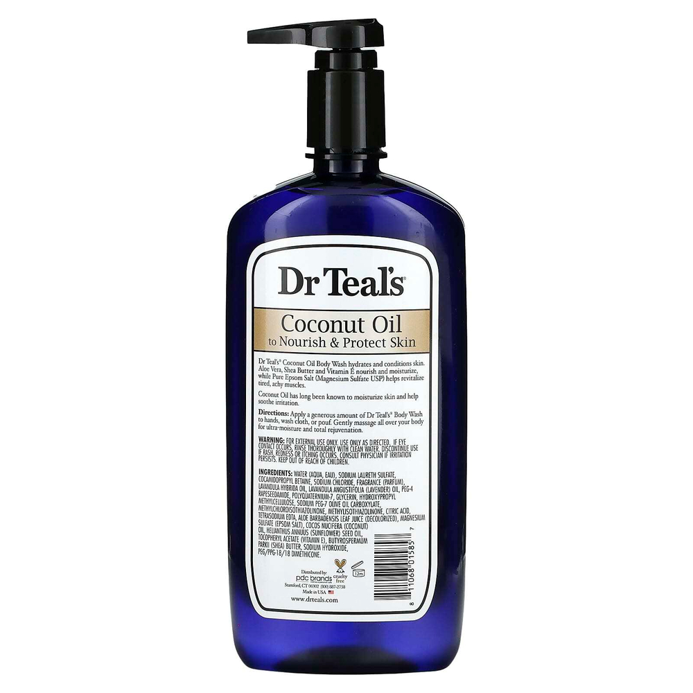 Dr. Teal's, гель для душа, с чистой английской солью, кокосовым маслом, 710 мл (24 жидк. унции)