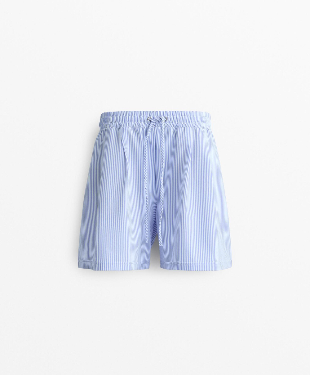 Oysho Шорты-бермуды в полоску, лиловый