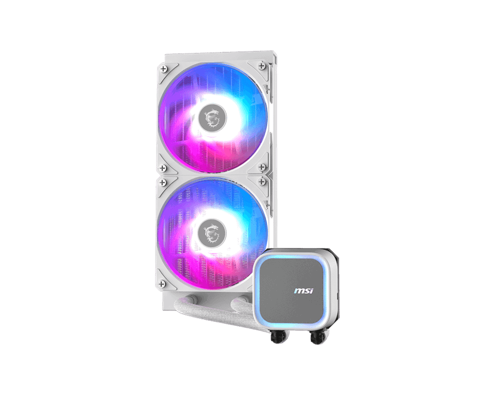 Водяное охлаждение для CPU MSI MAG CORELIQUID A13 240, 1700/1851/AM4/AM5, ARGB, Fan 2x120mm, Белый