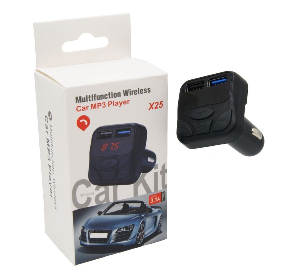 Автомобильный FM-трансмиттер X25 Bluetooth (черный)