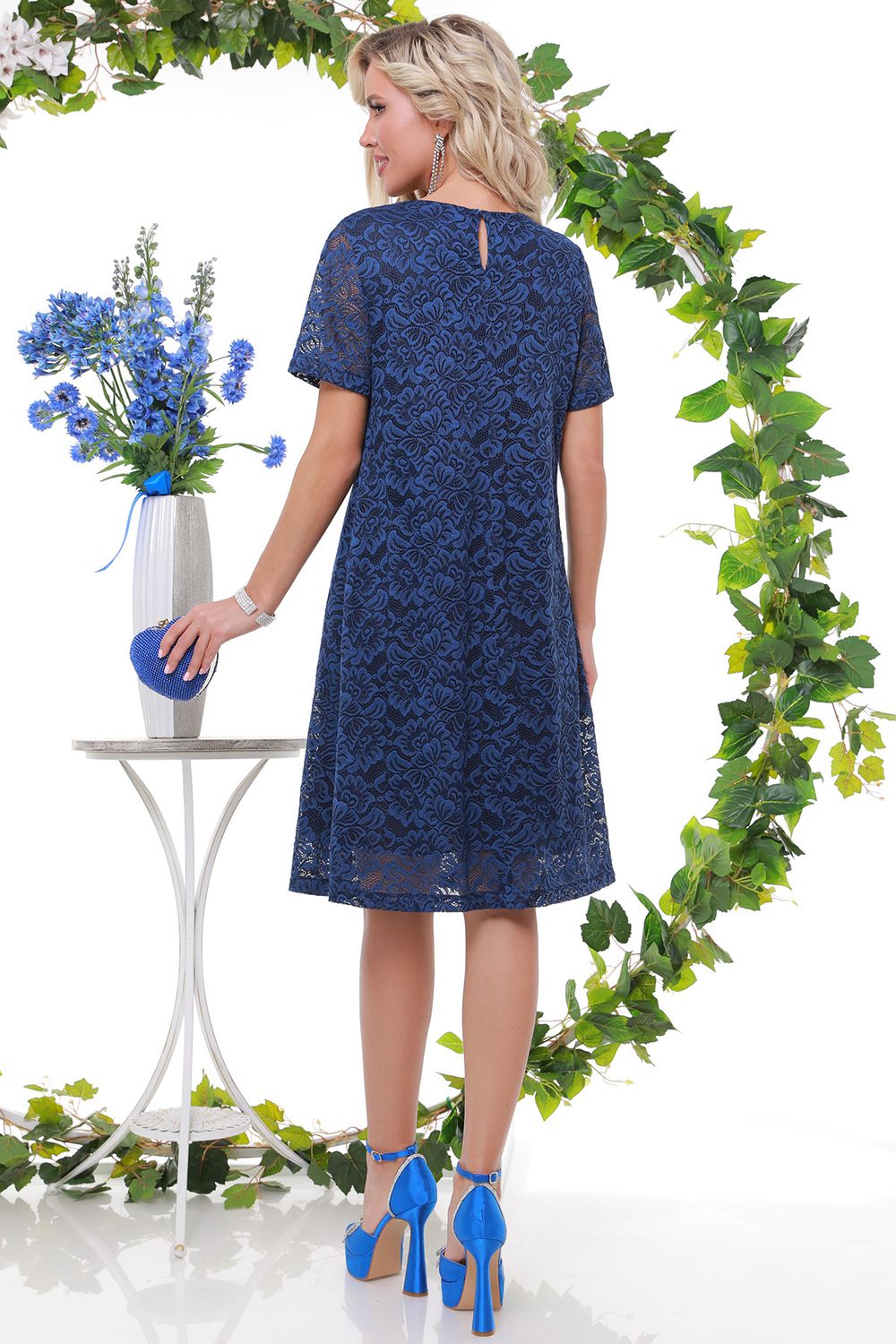 Синее кружевное платье DStrend (Акция)