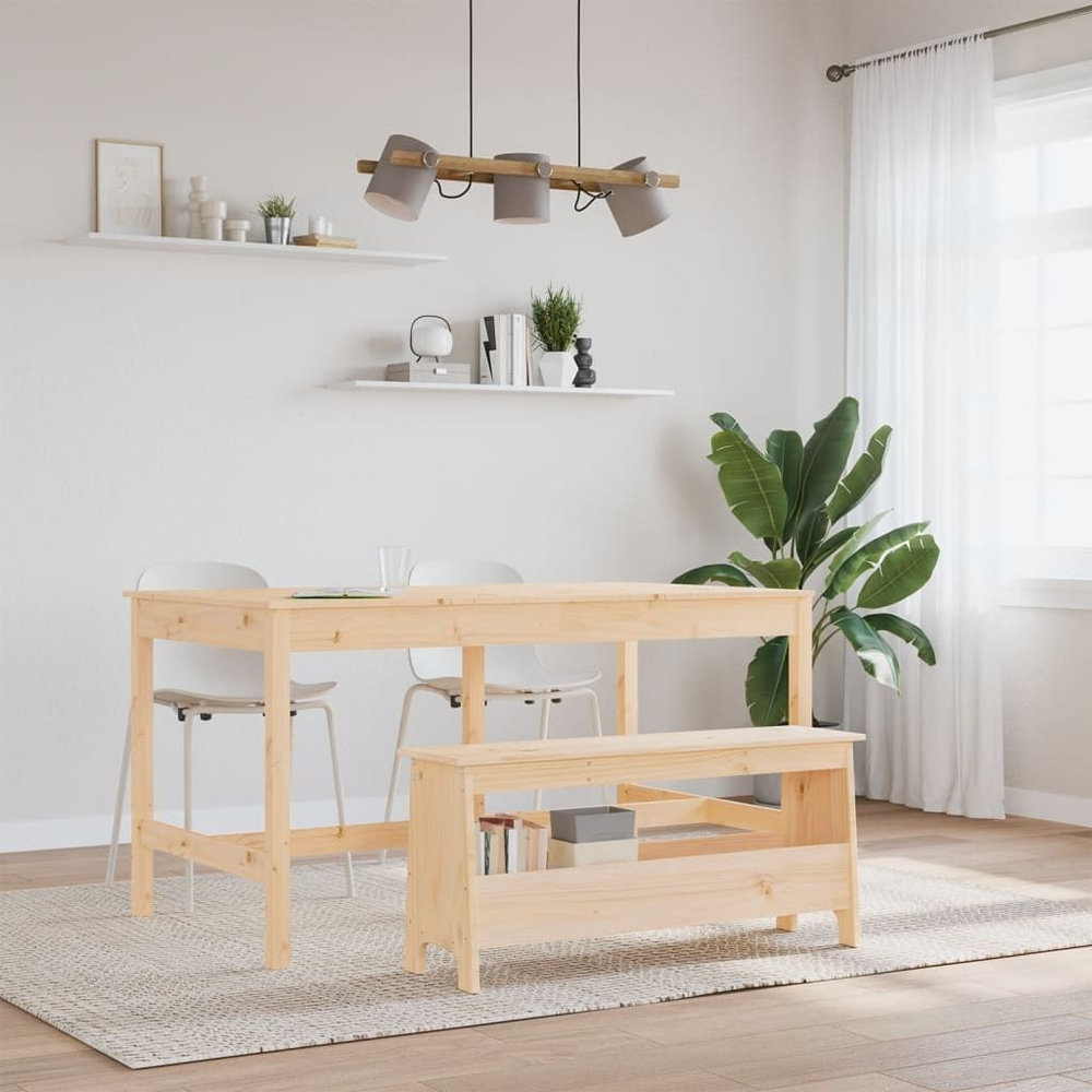 Скамья из сосны Пэрйохан с местом для хранения, 100х28х45 см, обувница для прихожей в натуральной отделке