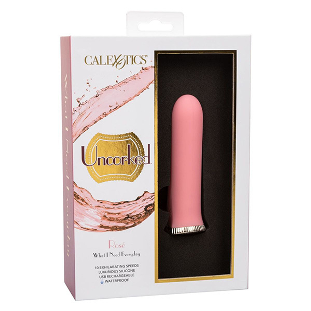 Нежно-розовый мини-вибромассажер 12см California Exotic Novelties Uncorked Rose SE-4370-10-3