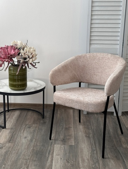 Стул М-City DISAUR Саг (Sage 3018-10) Бежевый, Шенилл, Черный каркас