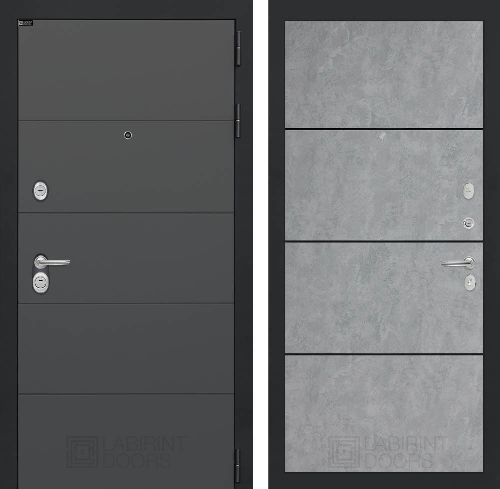Дверь входная Лабиринт ART Графит 25 Бетон светлый металлическая