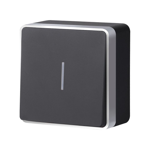 Выключатель одноклавишный с подсветкой Gallant черный с серебром W5010134 W5010134