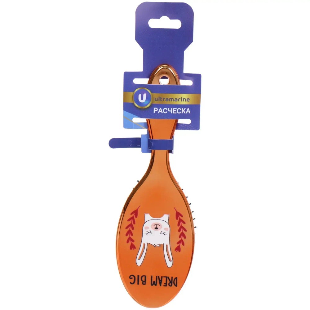 Расческа массажная зеркальная «Animals», милые зверятки, микс 4 цвета, 7*22 см (блистер Ultramarine)