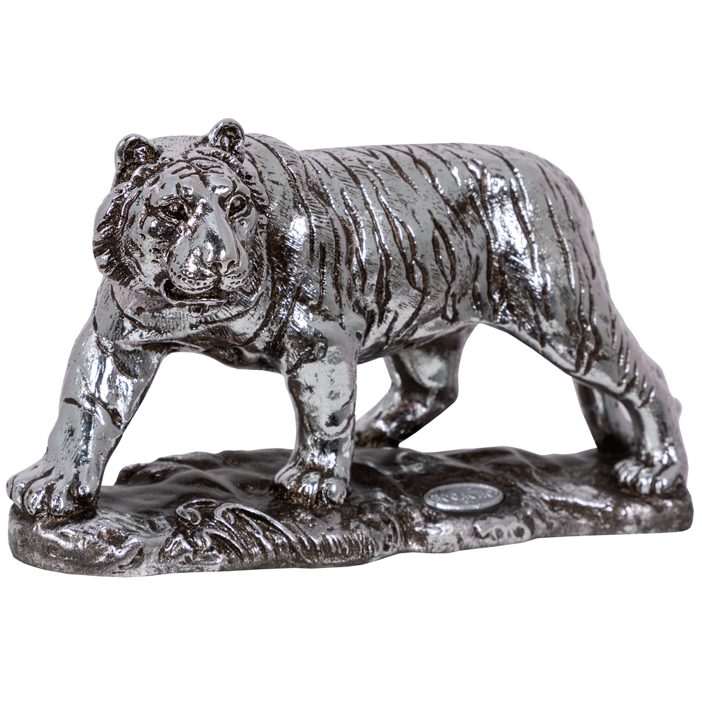 Крадущийся тигр (скульптура) Айс Античное серебро