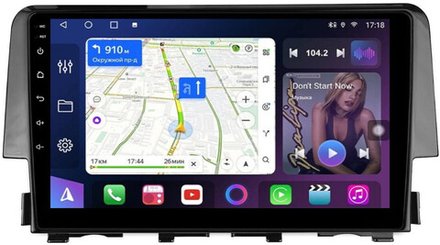 Магнитола для Honda Civic 10 2015-2021 - FarCar BM3232M монитор 9" QLED на Android 13, TS10, 4Гб+32Гб, CarPlay, 4G SIM-слот