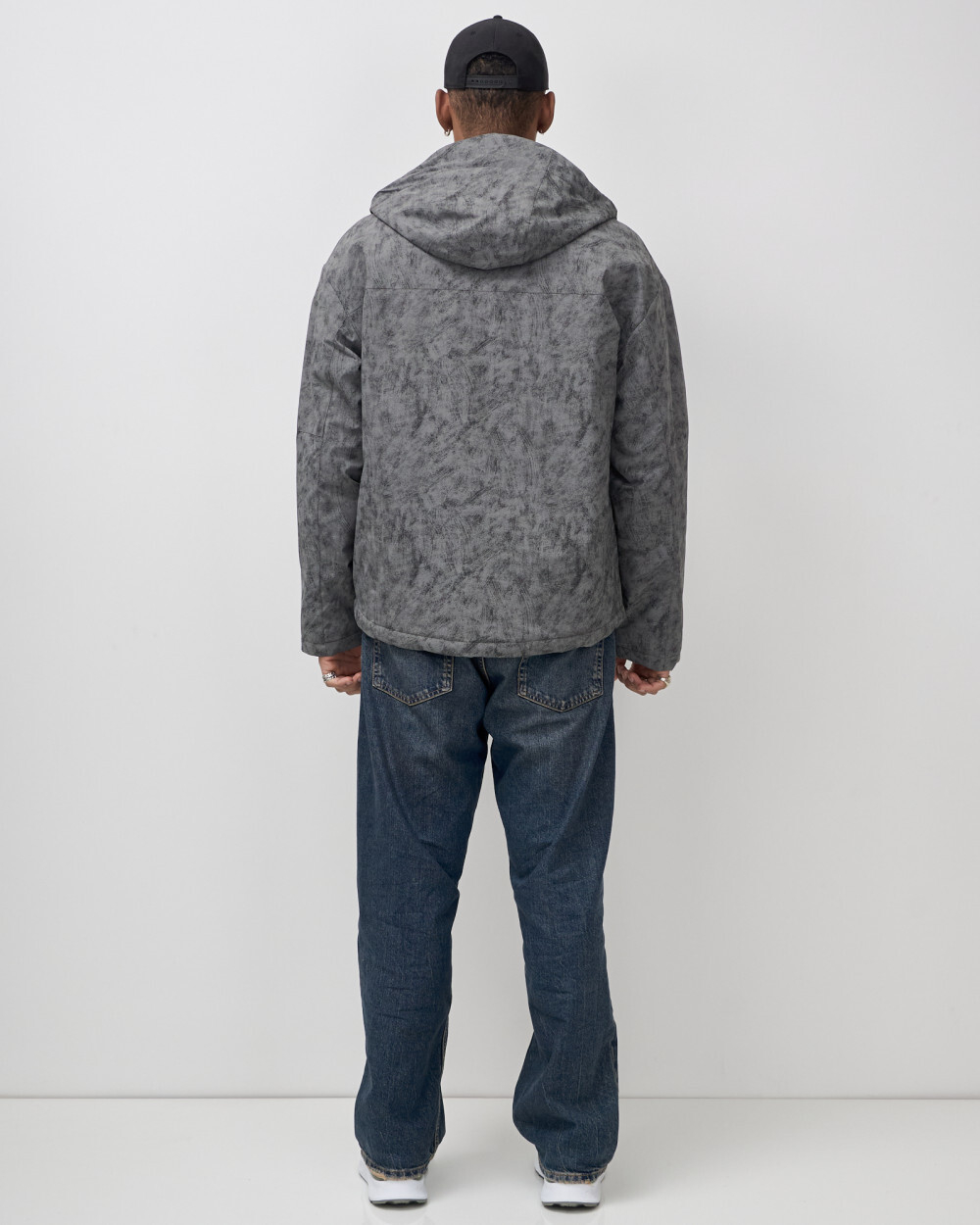 Куртка спортивная мужская весна осень серого цвета 25470Sr