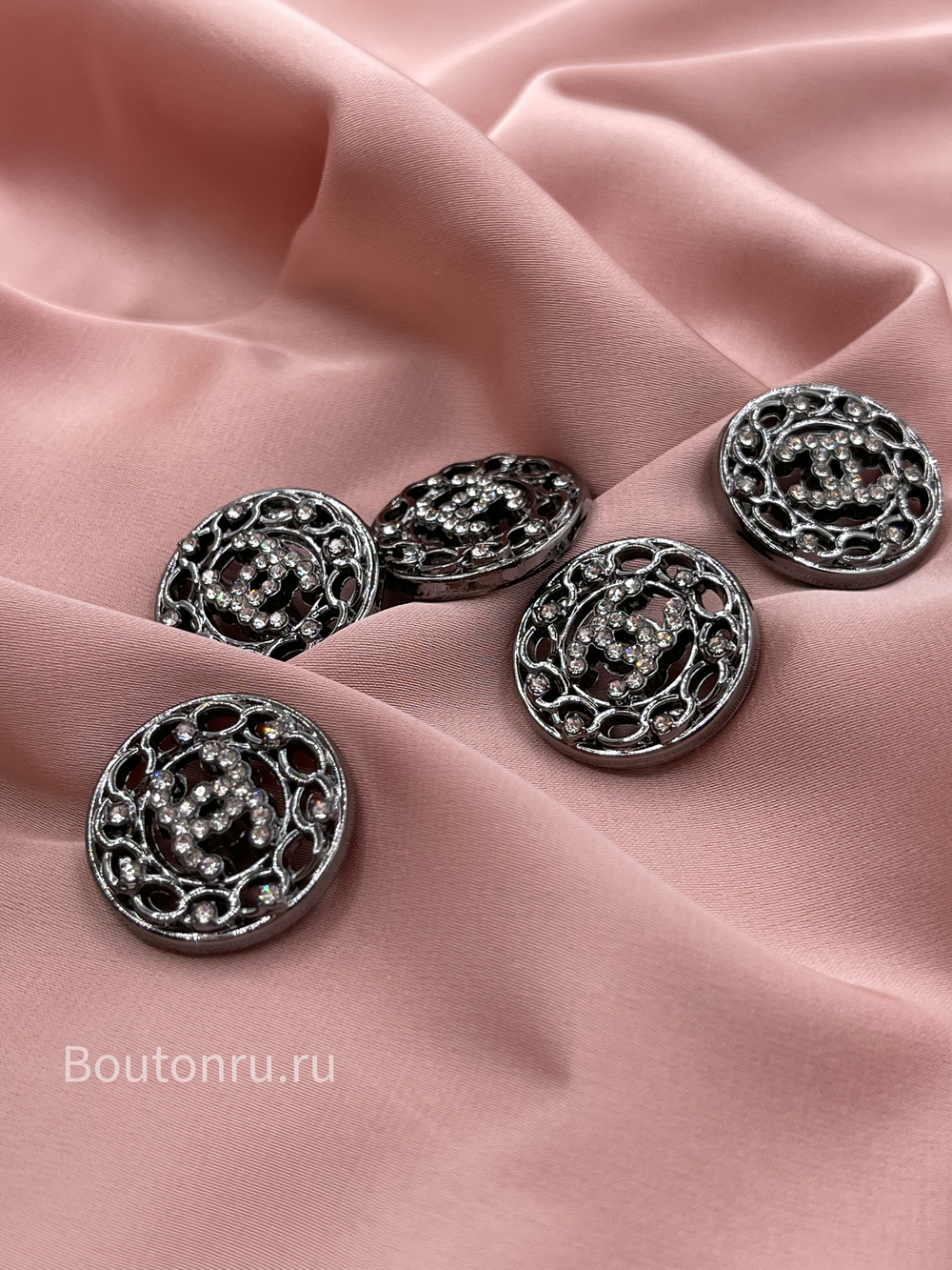 Пуговицы Шан. графит со стразами