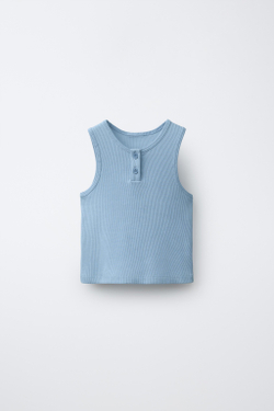 ZARA ОДНОТОННЫЙ ТОП PUKAS SURF, ЛИНЯЛЫЙ СИНИЙ