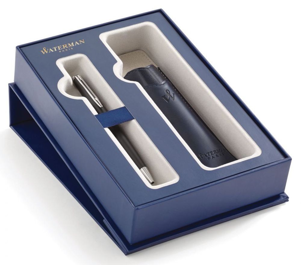 Набор Waterman Hemisphere Matte Black CT шариковая ручка и чехол (2019832)