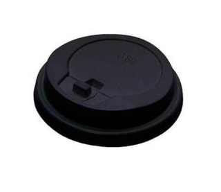 Крышка д/стакана 250мл D80мм д/гор.с закр.питейником Черная 1/100шт.