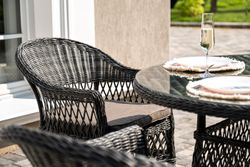 "Дольче" обеденная группа из искусственного ротанга, цвет графит