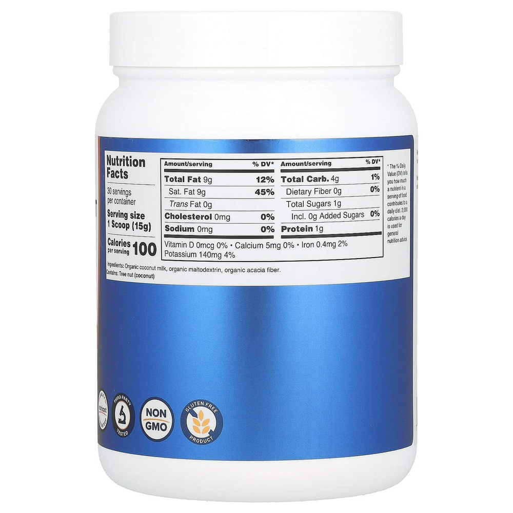 Nutricost, органическое сухое кокосовое молоко, без добавок, 454 г (1 фунт)